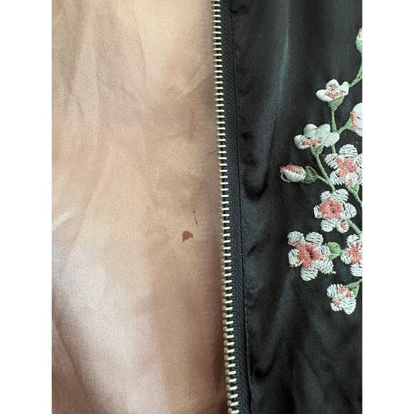 Outer Edge Floral Embroidered Black and Pink Bomber Jacket - Picture 5 of 8